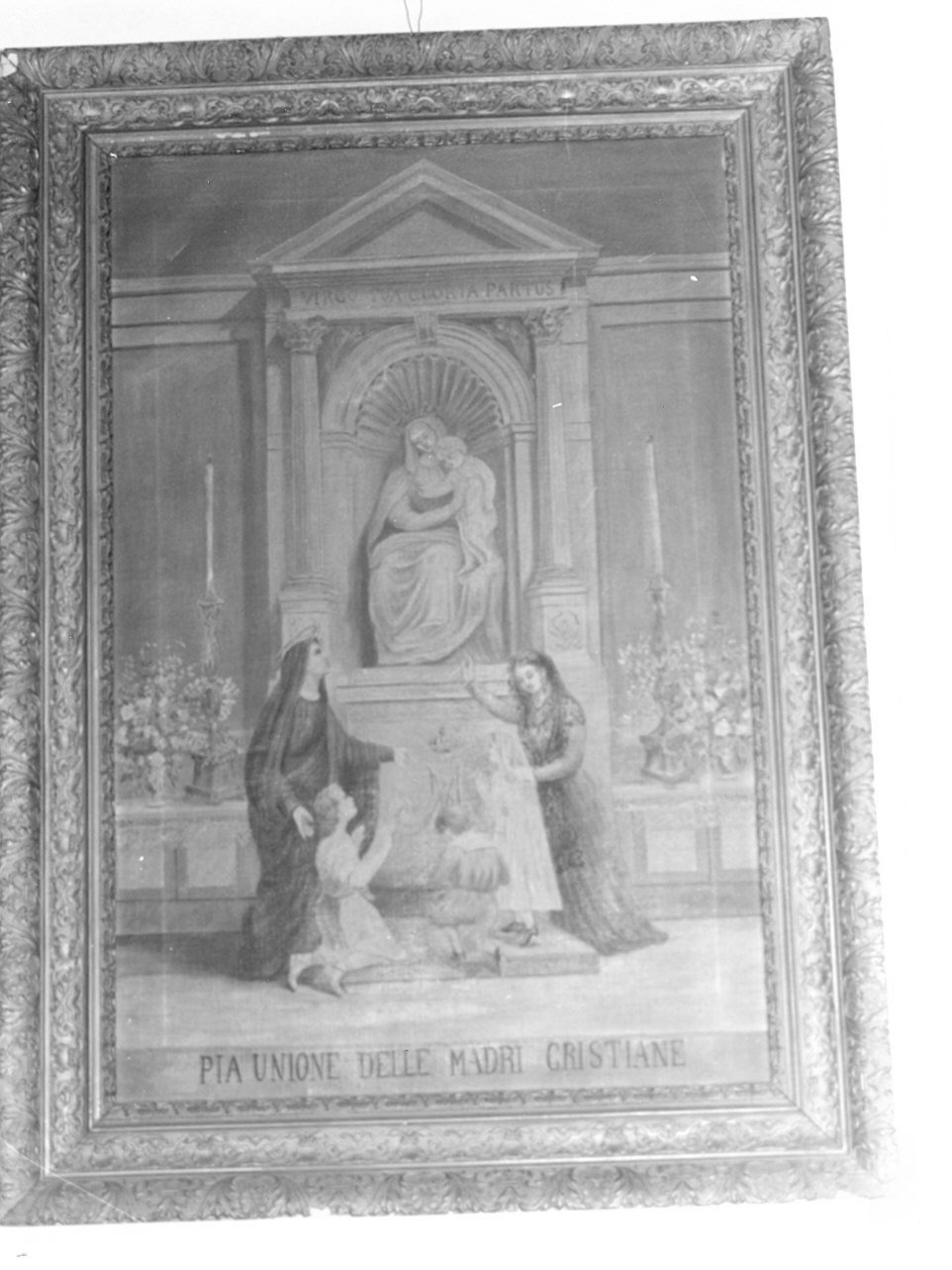 Santa e figure in preghiera (dipinto, opera isolata) - ambito ligure (primo quarto sec. XX)