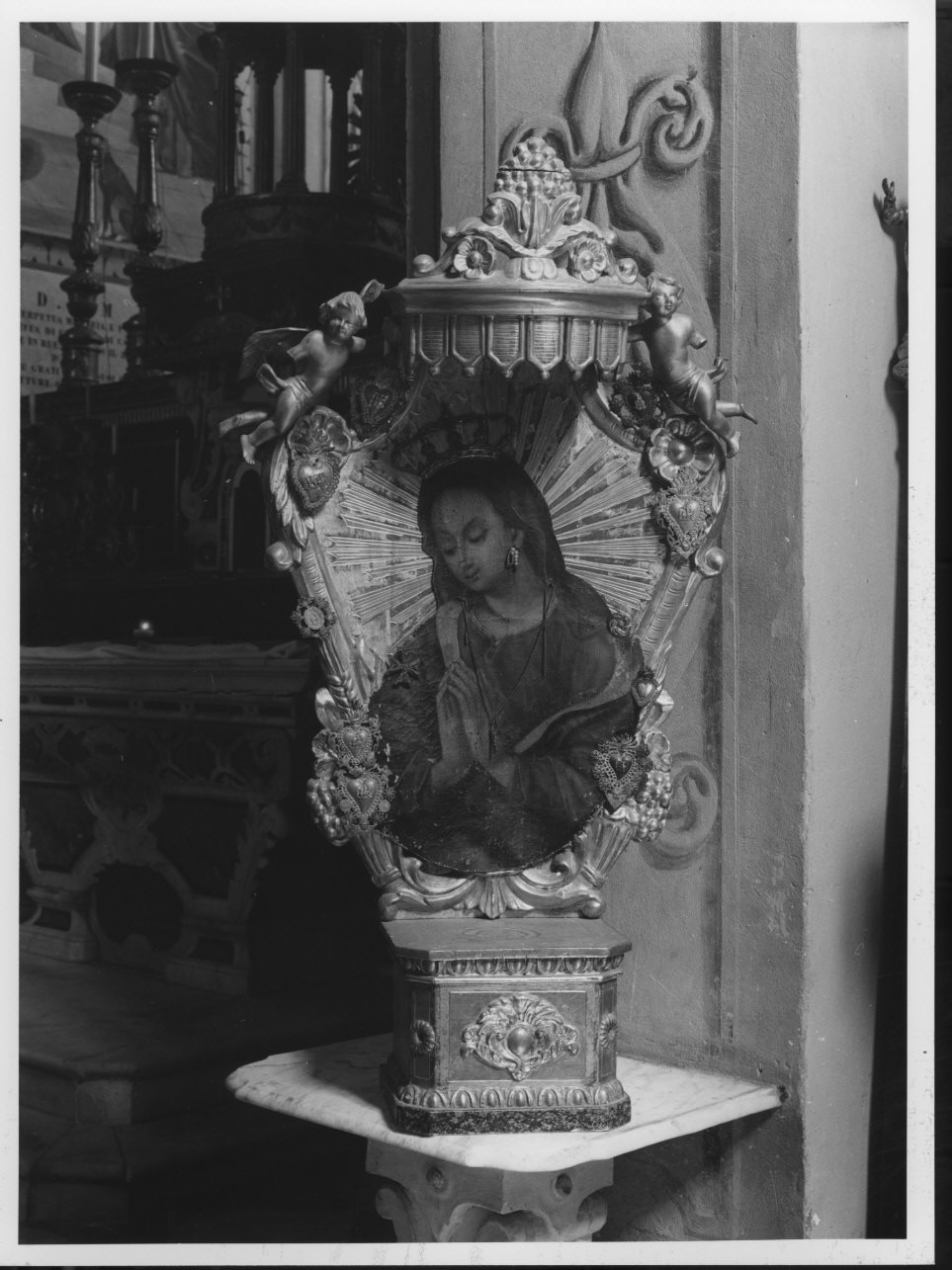 Madonna orante (tronetto per esposizione eucaristica, opera isolata) - bottega ligure (sec. XVIII, sec. XIX)