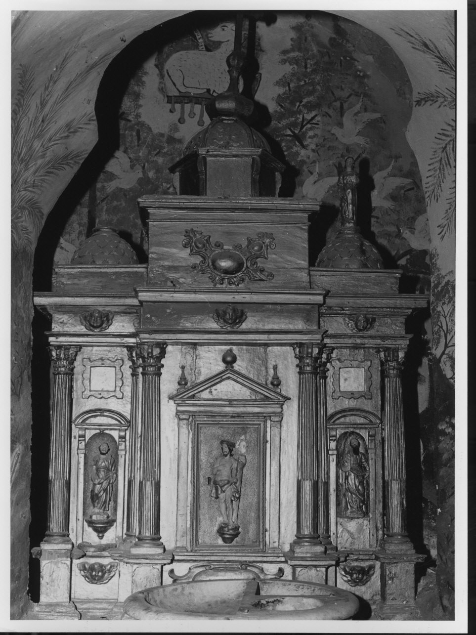 Cristo portacroce e santi (tabernacolo, opera isolata) - bottega ligure (primo quarto sec. XVII)