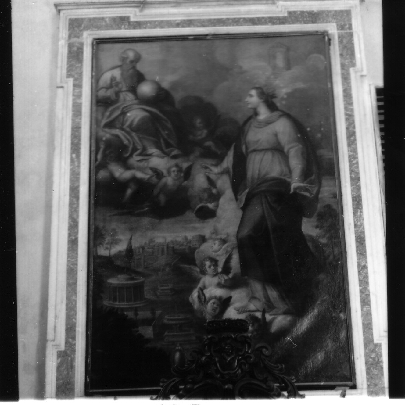 Dio Padre e Madonna incoronata con simboli delle litanie (dipinto, opera isolata) - ambito ligure (fine sec. XVII)