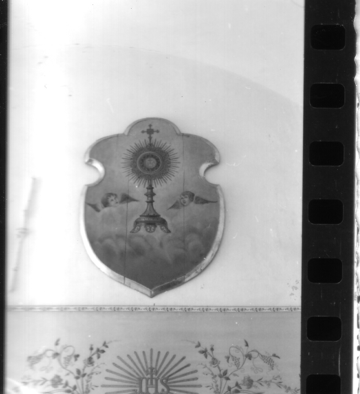 cherubini che adorano il calice eucaristico (cartiglio, opera isolata) - ambito ligure (seconda metà sec. XIX)