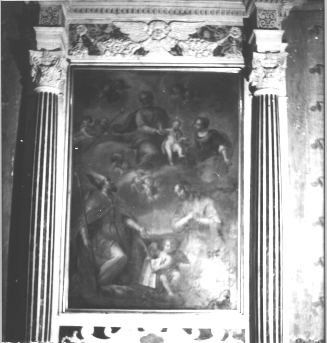 San Giuseppe con il Bambino, Santa Lucia, San Cipriano e San Gottardo (dipinto, opera isolata) di De Ferrari Lorenzo (attribuito) (secondo quarto sec. XVIII)
