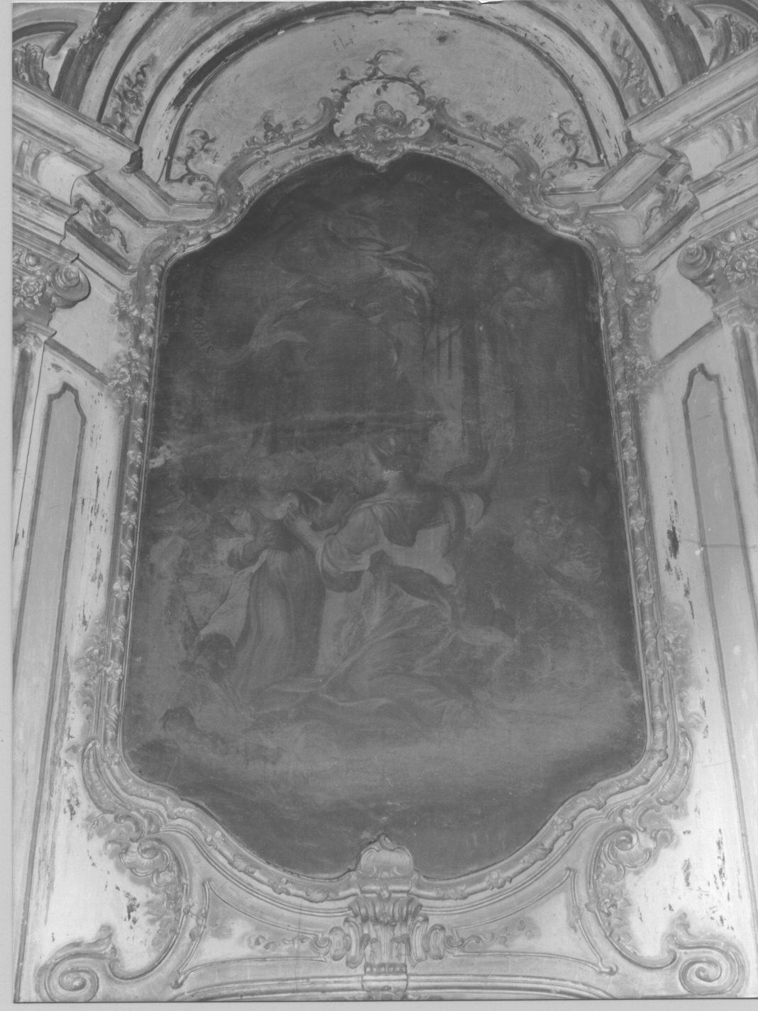 Madonna che guarisce una giovane muta (dipinto, opera isolata) di Canepa Giuseppe (attribuito) (sec. XVIII)