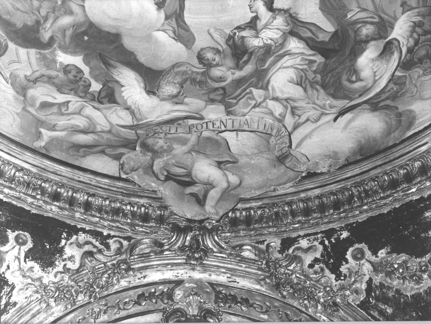 angelo reggicartiglio (decorazione plastica, opera isolata) di Canepa Giuseppe (attribuito) (sec. XVIII)