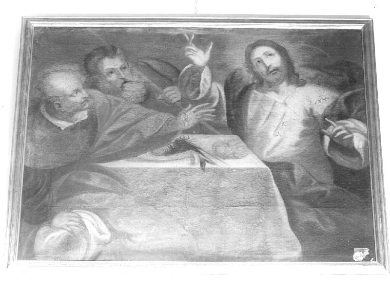 CENA IN EMMAUS (dipinto, opera isolata) - ambito genovese (prima metà sec. XVII)