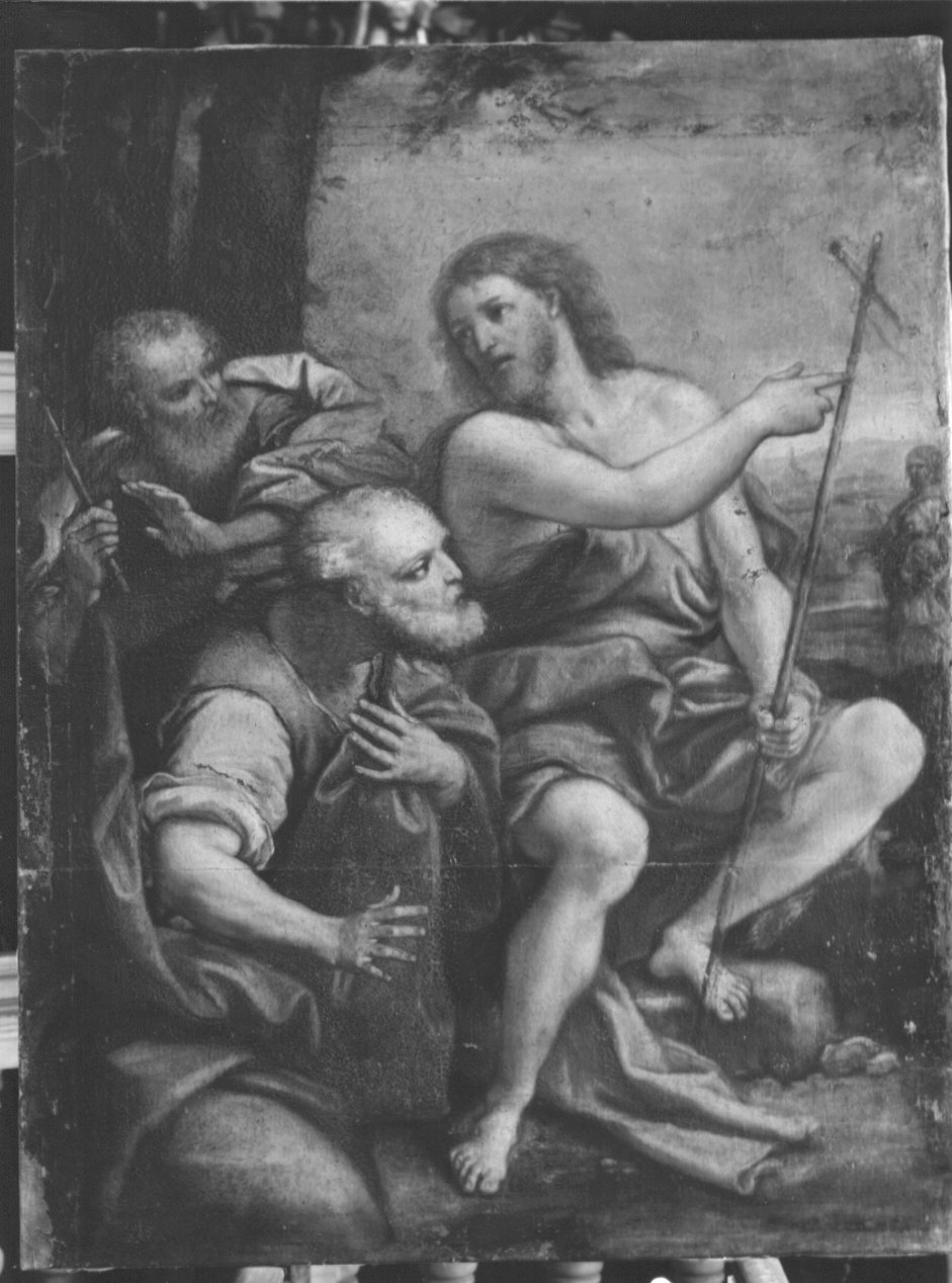 San Giovanni Battista indica Cristo alle turbe (dipinto, elemento d'insieme) - ambito genovese (fine/inizio secc. XVII/ XVIII)