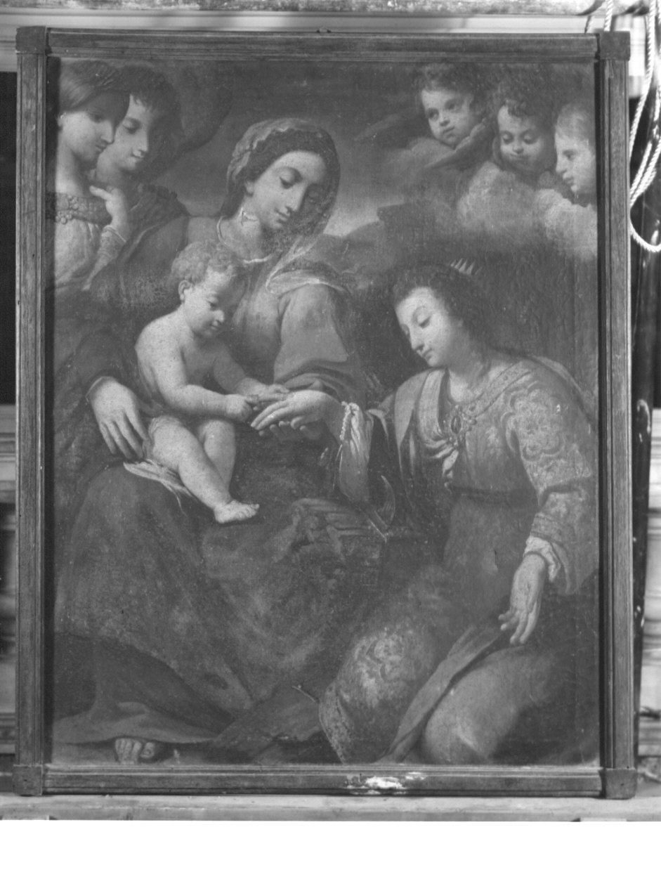 MATRIMONIO MISTICO DI SANTA CATERINA D'ALESSANDRIA (dipinto, opera isolata) - ambito emiliano (prima metà sec. XVII)