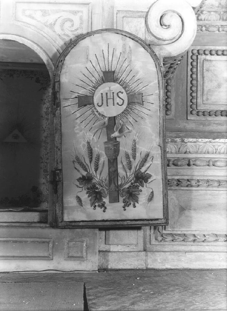 croce con calice eucaristico (sportello di tabernacolo, elemento d'insieme) - PRODUZIONE LIGURE (seconda metà sec. XIX)
