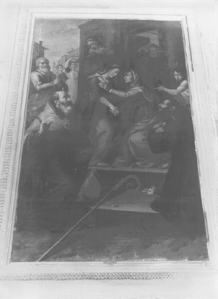 visitazione con San Nicola da Tolentino e Sant'Agostino (dipinto, opera isolata) di Lomi Aurelio (fine sec. XVI)