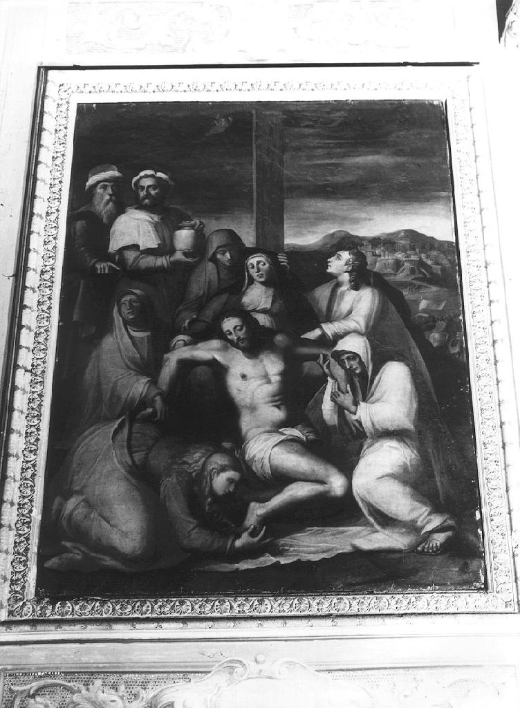 COMPIANTO SUL CRISTO MORTO (dipinto, opera isolata) di Calvi Lazzaro (sec. XVI)