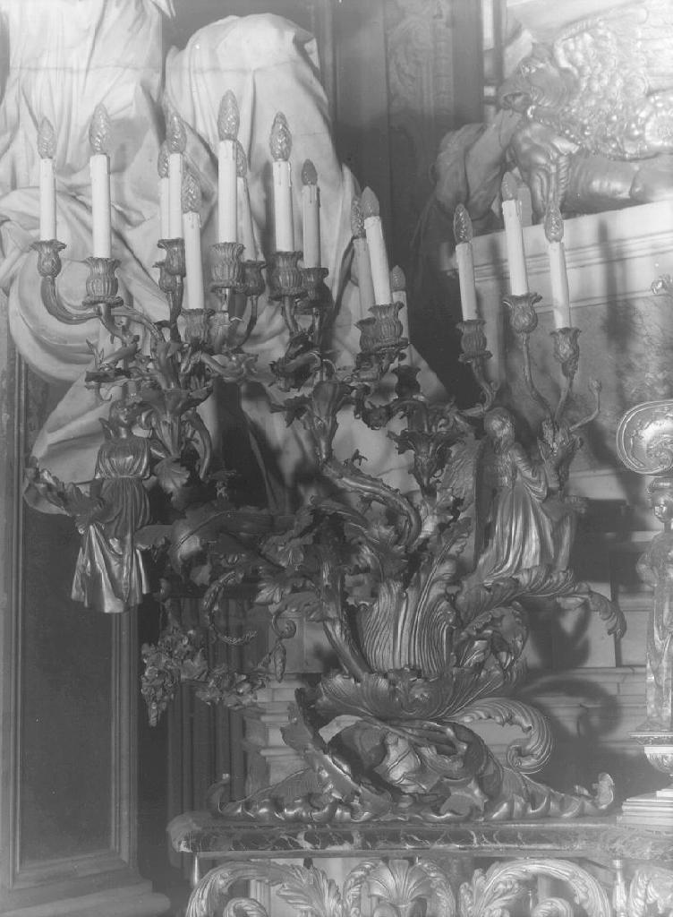 motivi decorativi vegetali/ angeli (candelabro, coppia) di Pareto Raffaele, Pandiani Agostino (metà sec. XIX)