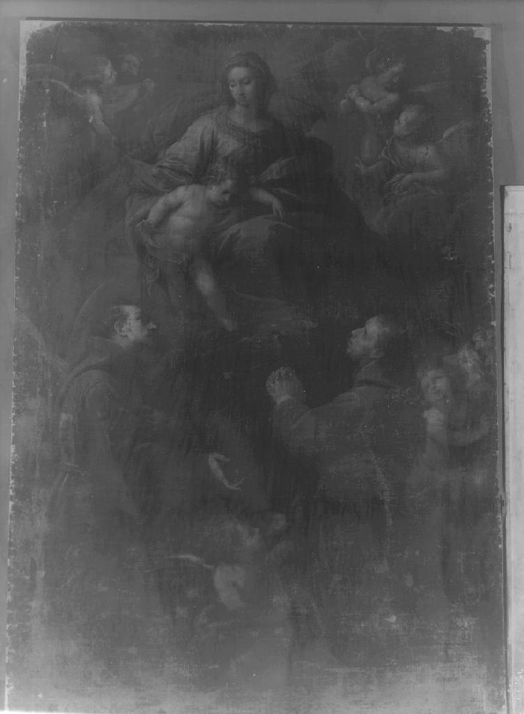 Madonna con Bambino e San Francesco d'Assisi e Sant'Antonio da Padova (dipinto, elemento d'insieme) di Nuvolone Panfilo (attribuito) (prima metà sec. XVII)