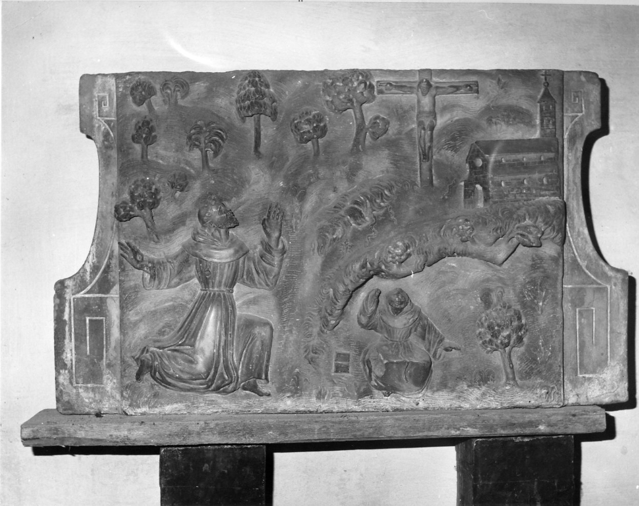 San Francesco d'Assisi riceve le stimmate (rilievo, opera isolata) - ambito ligure (sec. XV)