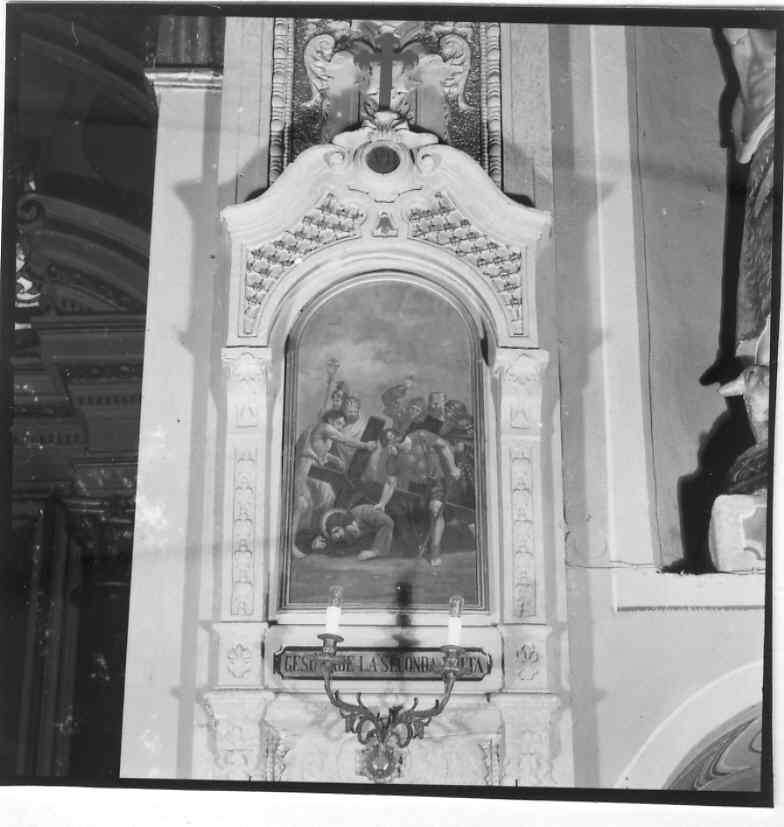 stazione VII: Gesù cade sotto la croce la seconda volta (dipinto, elemento d'insieme) - ambito ligure (seconda metà sec. XIX)