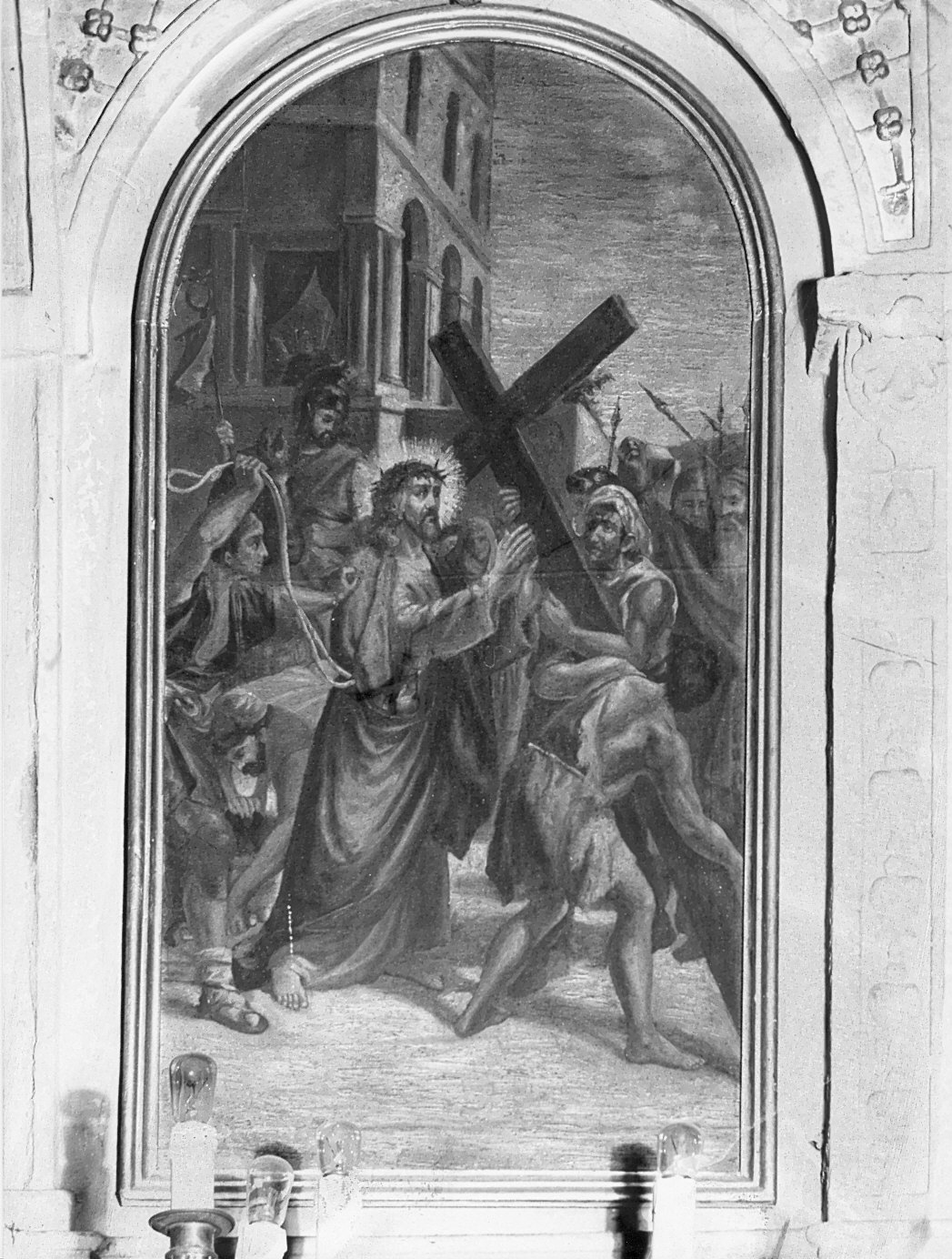 stazione II: Gesù caricato della croce (dipinto, elemento d'insieme) - ambito ligure (seconda metà sec. XIX)