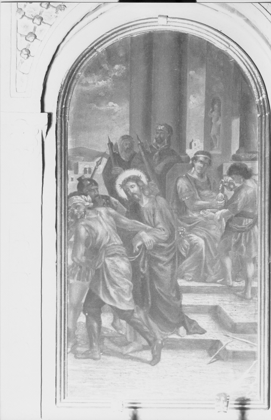 stazione I: Gesù condannato a morte (dipinto, elemento d'insieme) - ambito ligure (seconda metà sec. XIX)