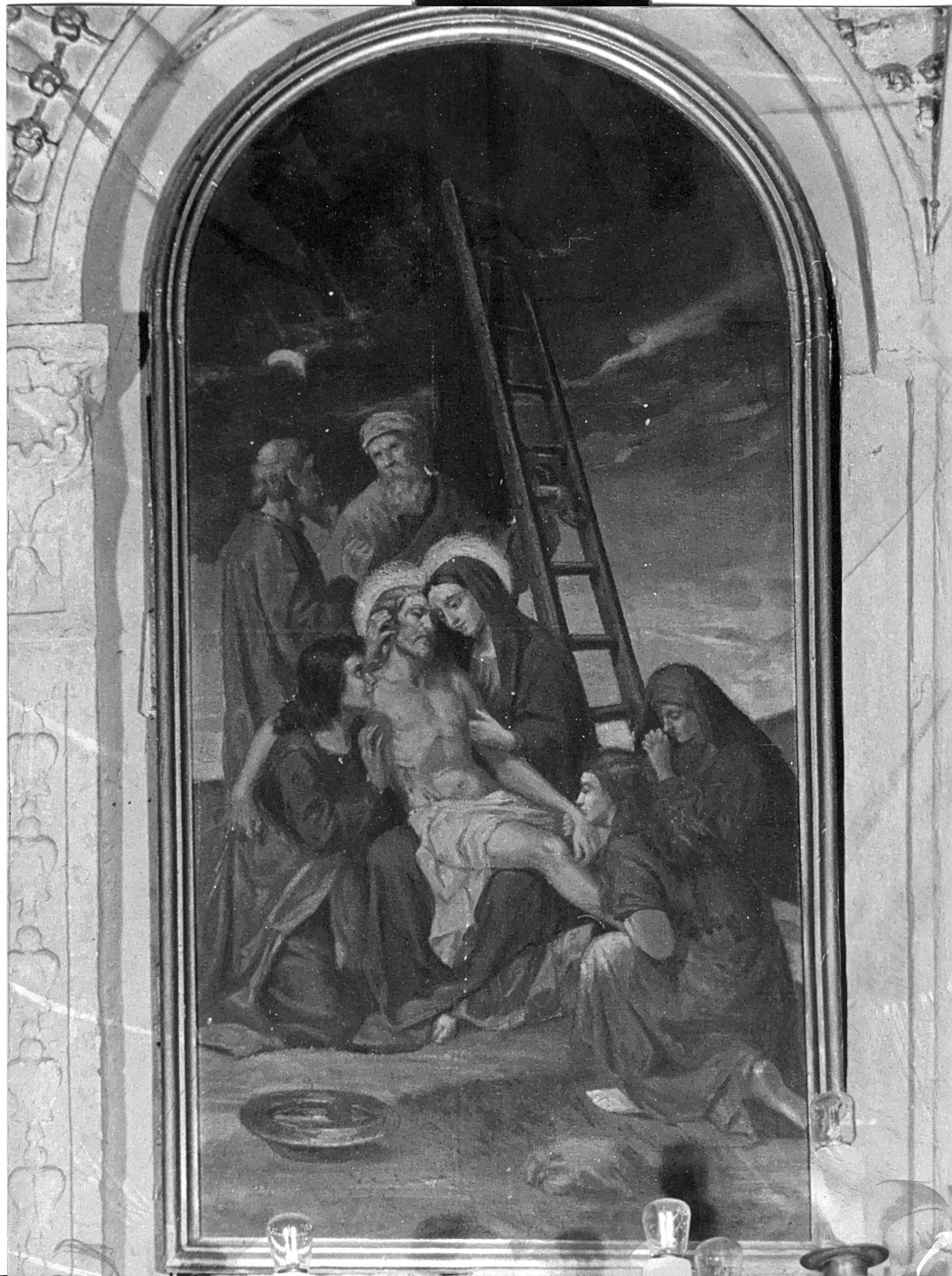 stazione XIII: Gesù deposto dalla croce (dipinto, elemento d'insieme) - ambito ligure (seconda metà sec. XIX)