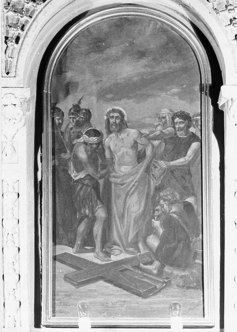 stazione X: Gesù spogliato e abbeverato di fiele (dipinto, elemento d'insieme) - ambito ligure (seconda metà sec. XIX)