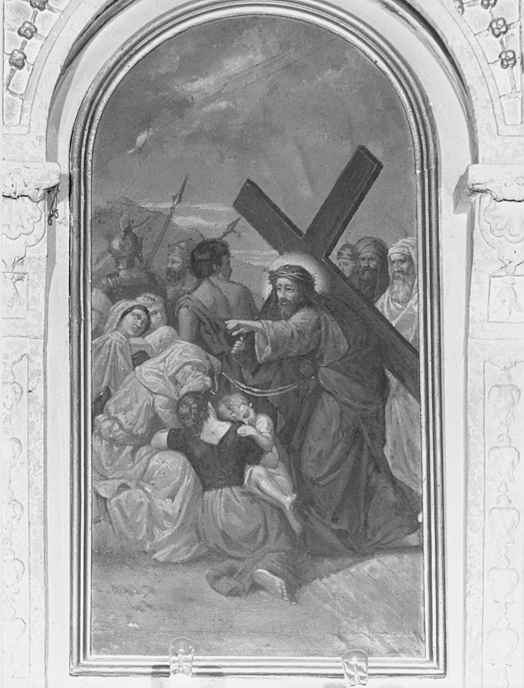 stazione VIII: Gesù consola le donne di Gerusalemme (dipinto, elemento d'insieme) - ambito ligure (seconda metà sec. XIX)