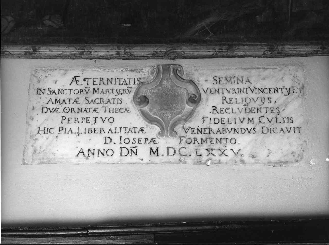 lapide documentaria, opera isolata - bottega italiana (sec. XVII)