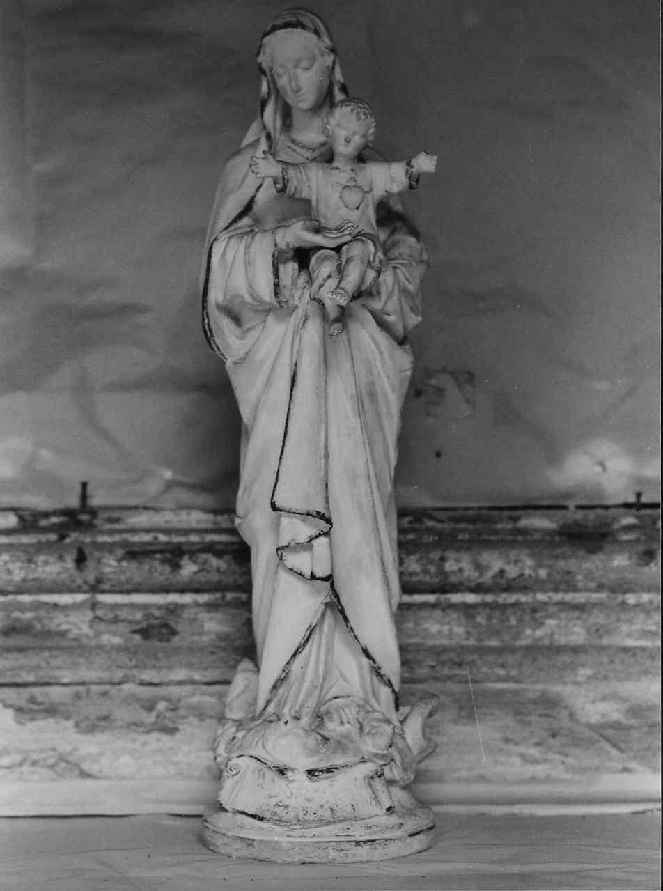 Madonna con Bambino e Sacro Cuore (statua, opera isolata) - bottega ligure (sec. XIX)