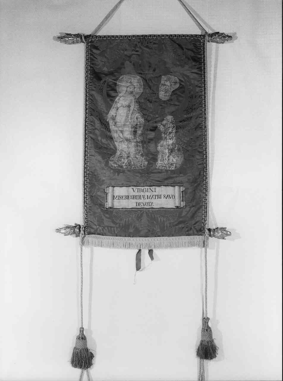 Madonna con altri personaggi (stendardo processionale, elemento d'insieme) - manifattura ligure (seconda metà sec. XIX)