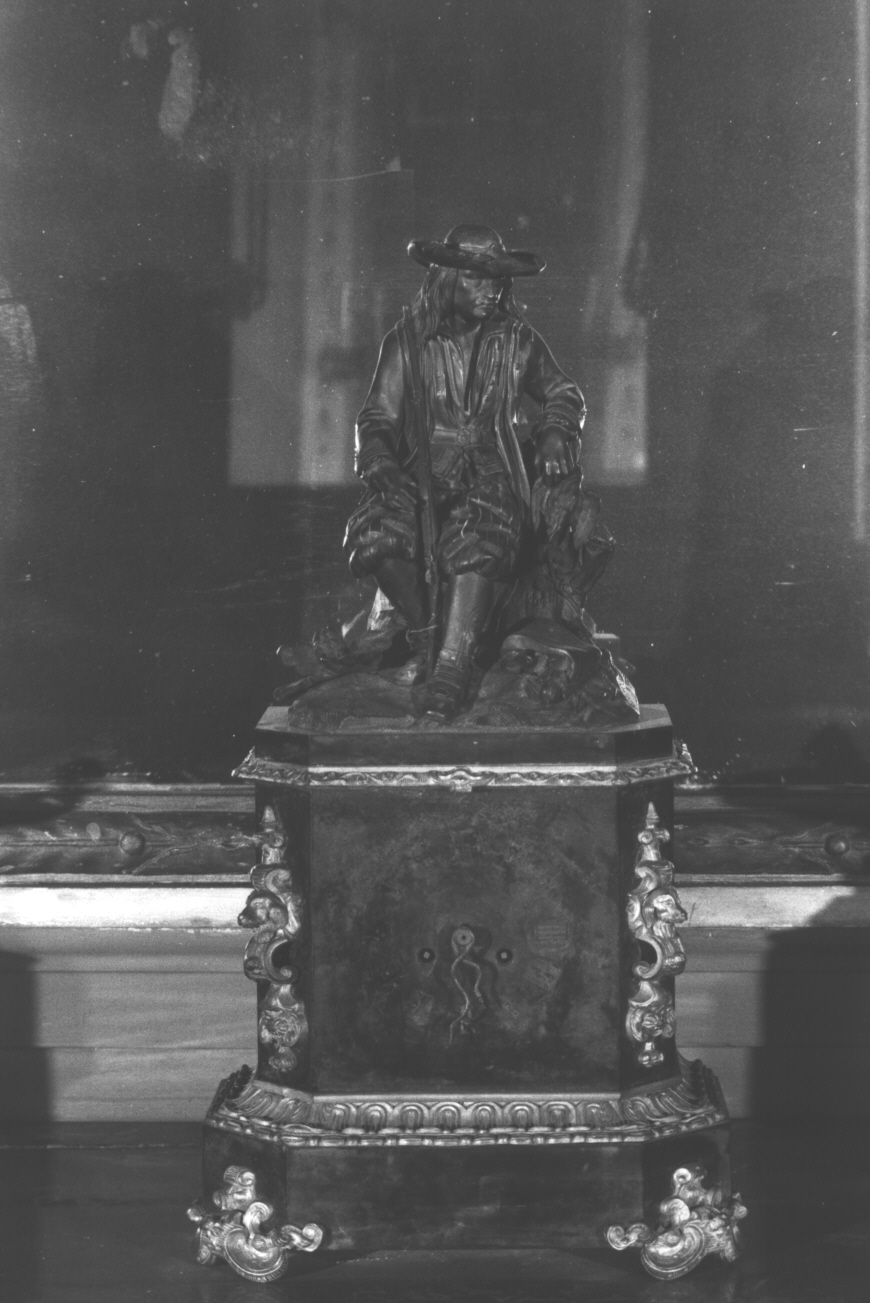figura maschile/ motivi decorativi vegetali/ motivi decorativi a volute (orologio, opera isolata) - bottega torinese (prima metà sec. XIX)