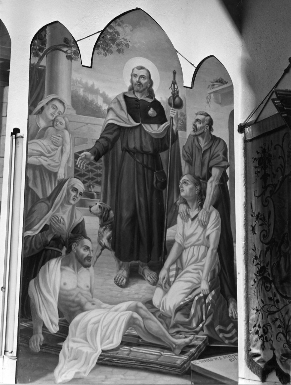 San Rocco guarisce gli appestati (dipinto, pendant) di Botti Giovanni (sec. XX)