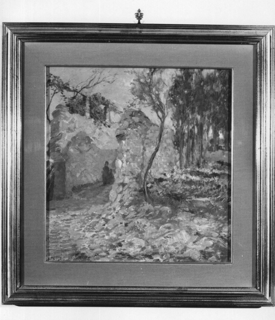 Genova che scompare - Strada di Albaro, veduta di una strada di Genova (dipinto, opera isolata) di Motta Domingo (sec. XX)