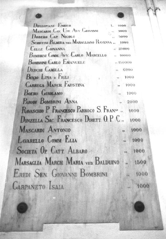 lapide, opera isolata - bottega ligure (seconda metà sec. XIX)