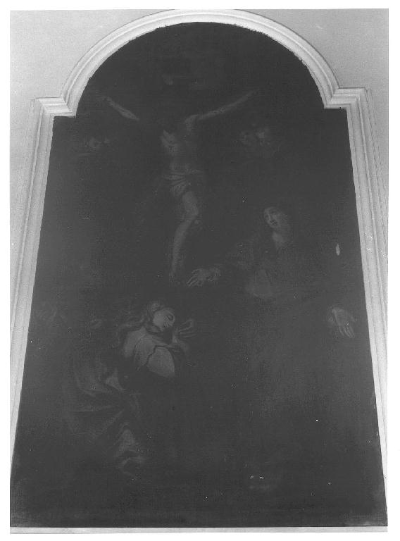 Cristo crocifisso con Madonna, Santa Maria Maddalena e Santa Maria di Cleofa (dipinto, opera isolata) - ambito genovese (seconda metà sec. XVII)