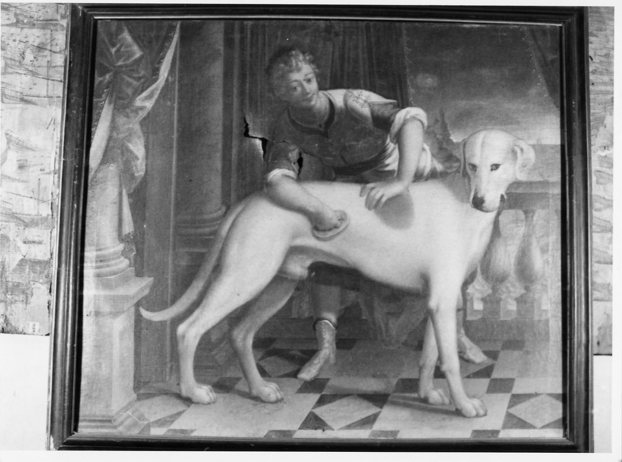 Ritratto di Giannettino Doria col cane (dipinto, opera isolata) di Semino Alessandro, Semino Cesare (fine sec. XVI)