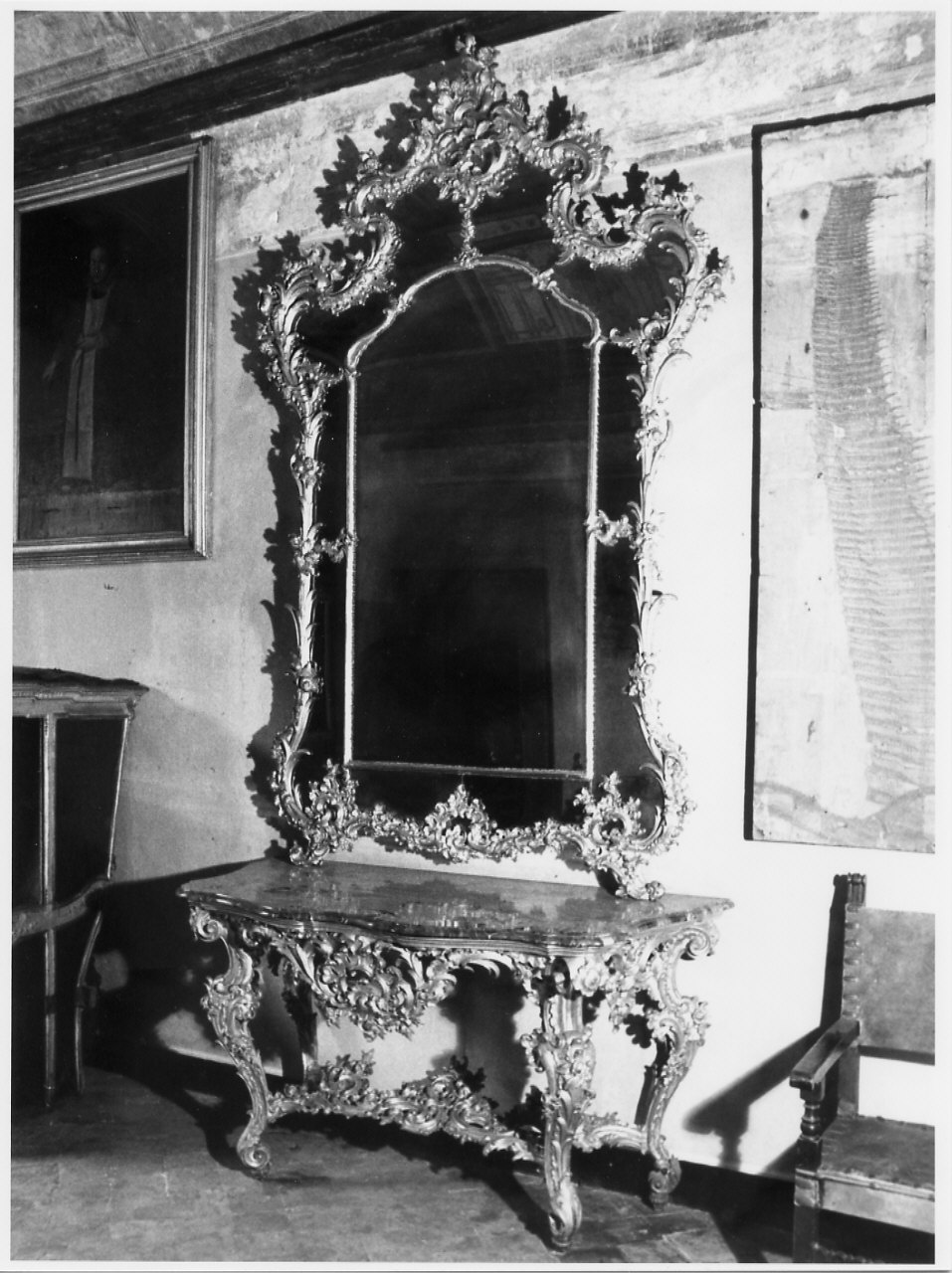 Console con specchiera (console con specchiera, insieme) - manifattura ligure (metà sec. XVIII)