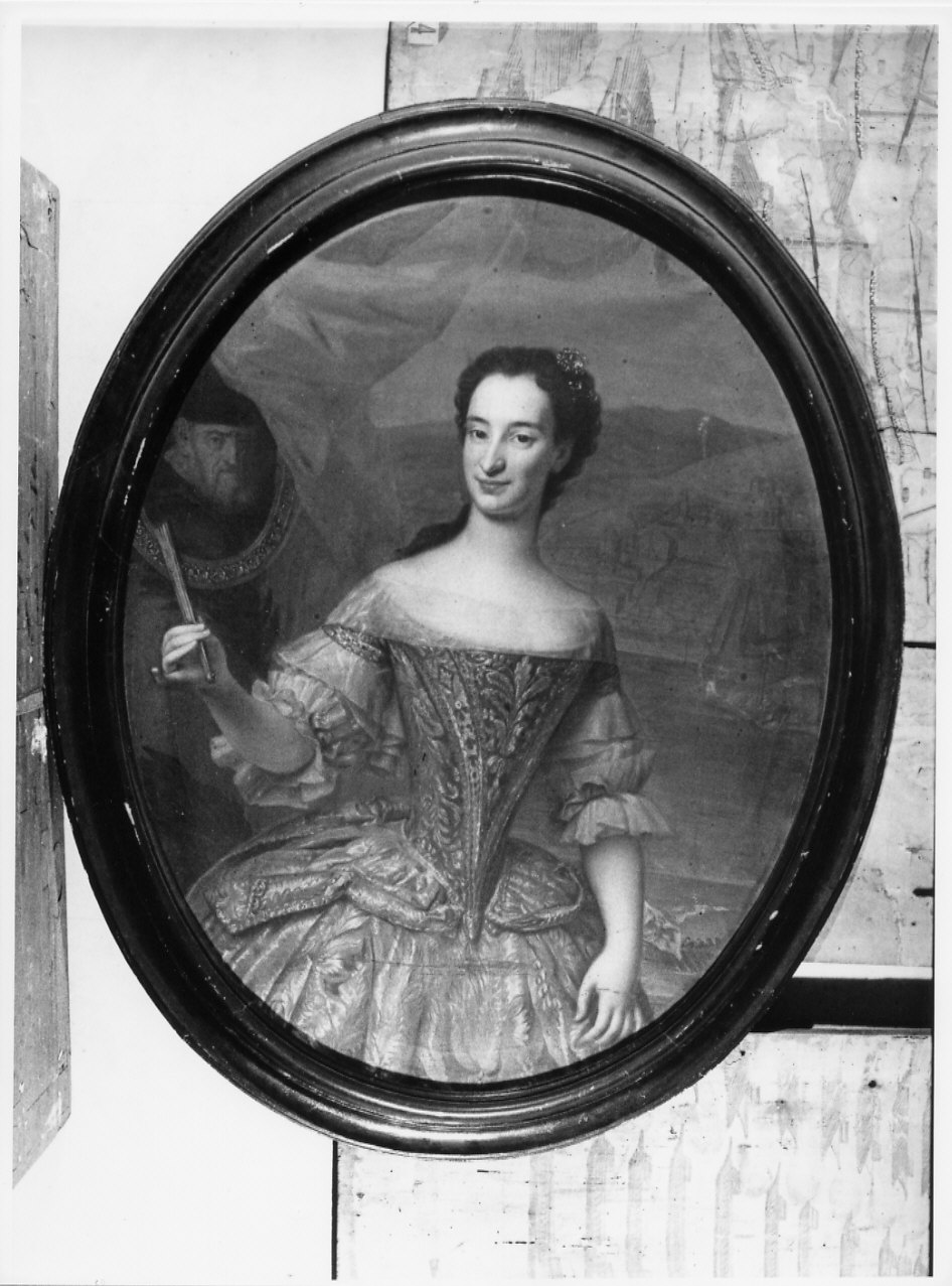 Ritratto di donna, Ritratto di donna con Andrea Doria sul sfondo (dipinto, opera isolata) di Parodi Domenico (sec. XVIII)
