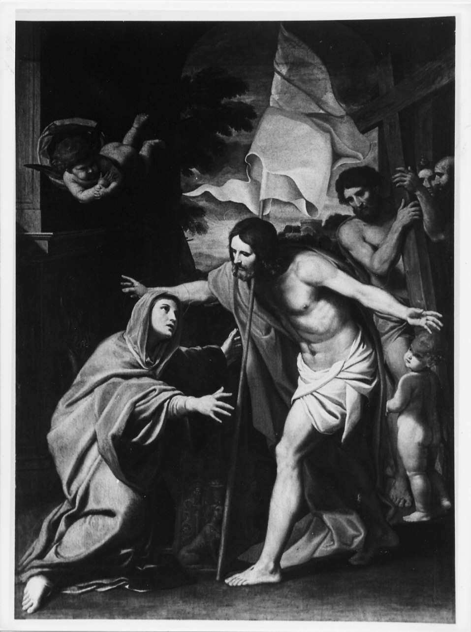 Apparizione di Gesù alla madre, Cristo appare alle sante donne (dipinto, opera isolata) di Zampieri Domenico detto Domenichino (secondo quarto sec. XVII)