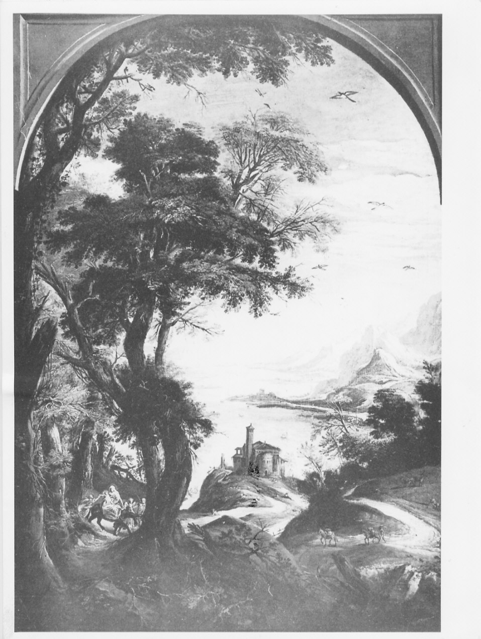 paesaggio con la fuga in Egitto (dipinto, opera isolata) di Pannini Giovanni Paolo (sec. XVIII)