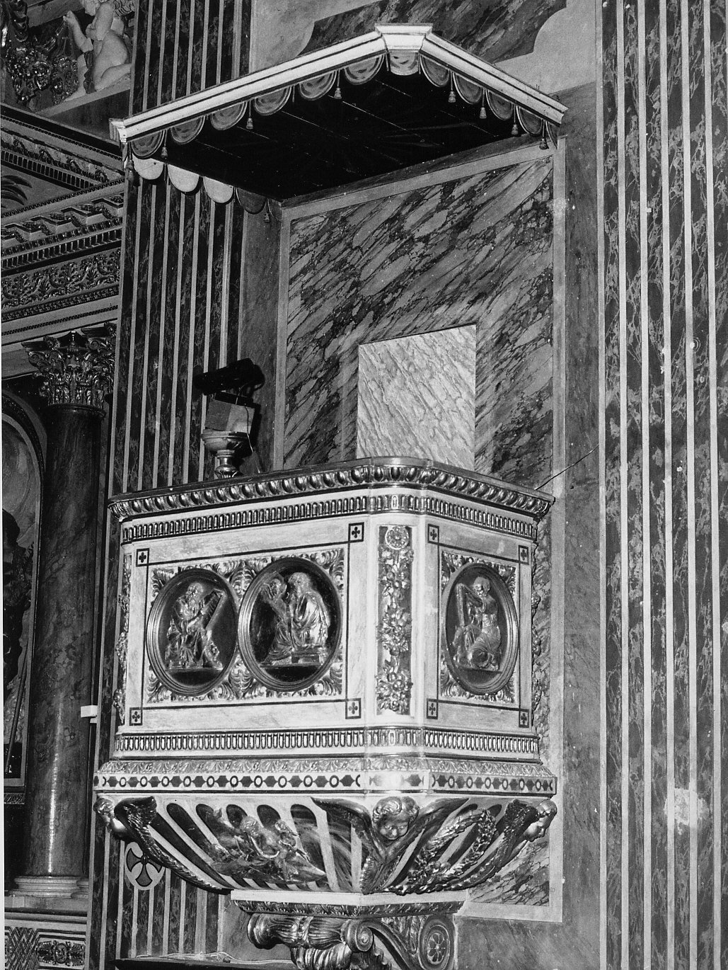pulpito, opera isolata - bottega liguro-lombarda (terzo quarto sec. XIX)