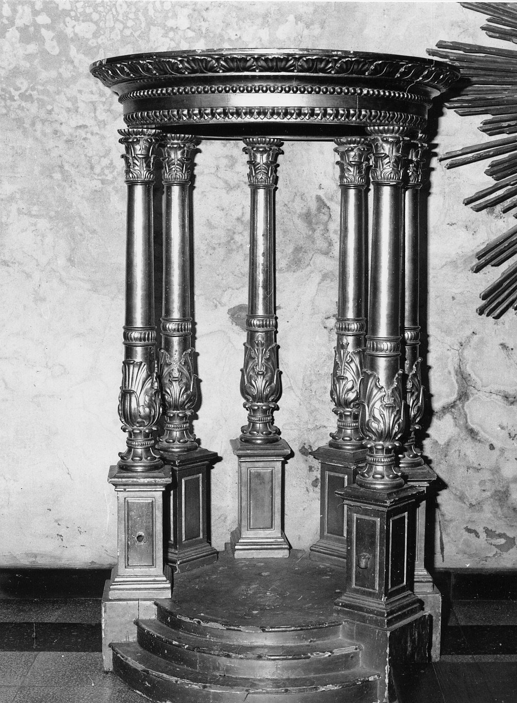 tronetto per esposizione eucaristica, opera isolata - bottega ligure (secc. XIX/ XX)