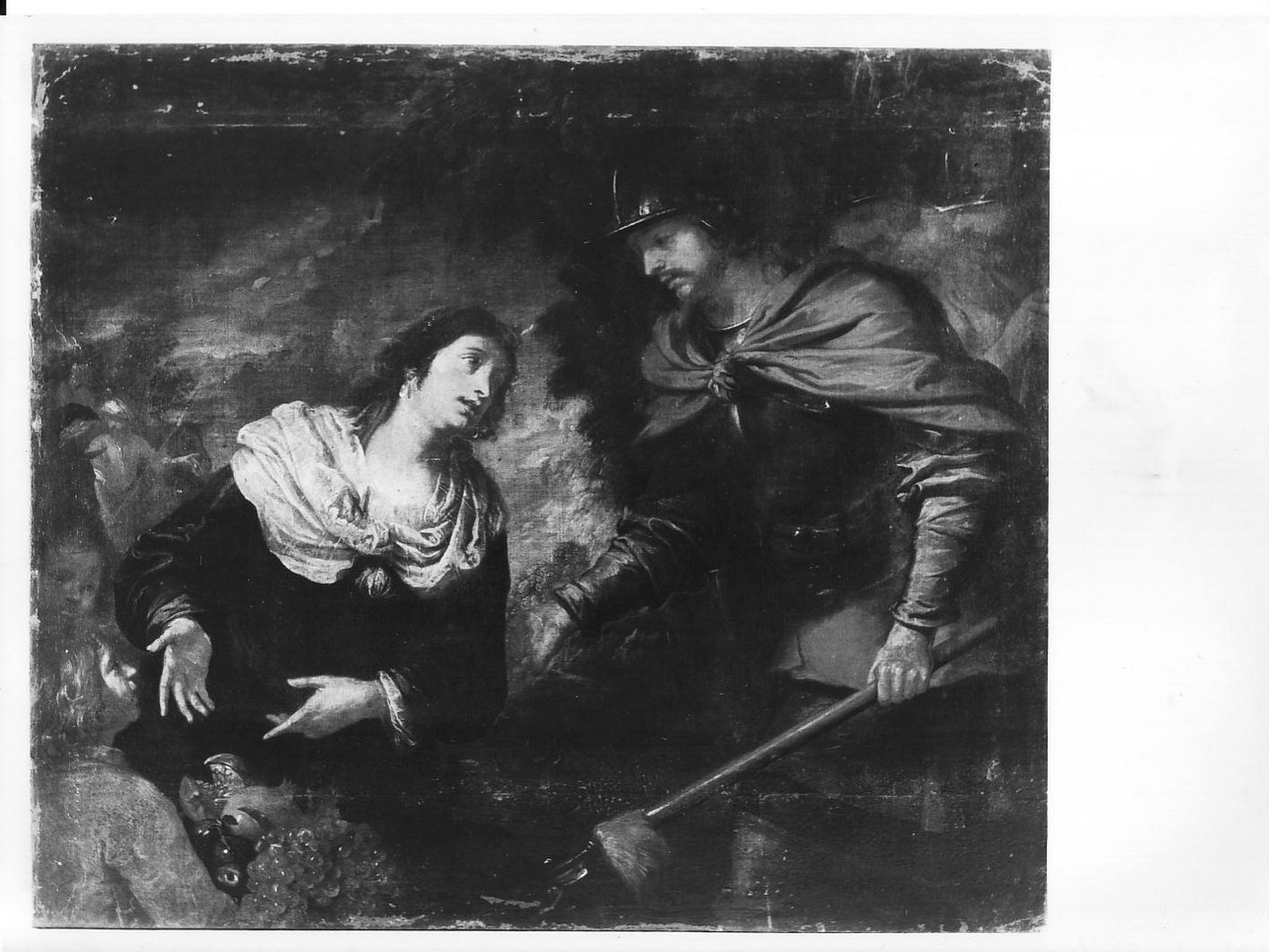 guerriero con donna (dipinto, opera isolata) di De Ferrari Giovanni Andrea (sec. XVII)