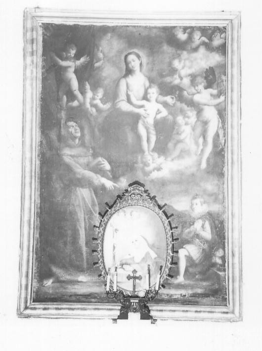 Madonna con Bambino e Sant'Antonio da Padova e giovane (dipinto, opera isolata) - ambito italiano (secc. XVII/ XVIII)