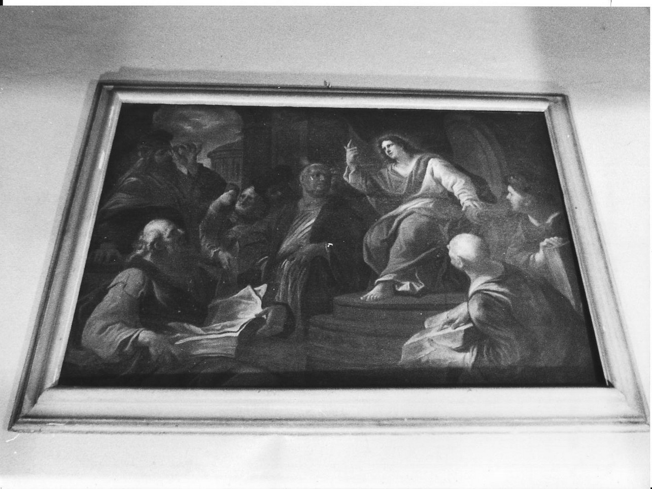 disputa di Gesù con i dottori nel tempio (cornice, opera isolata) - bottega ligure (fine/inizio secc. XVIII/ XIX)