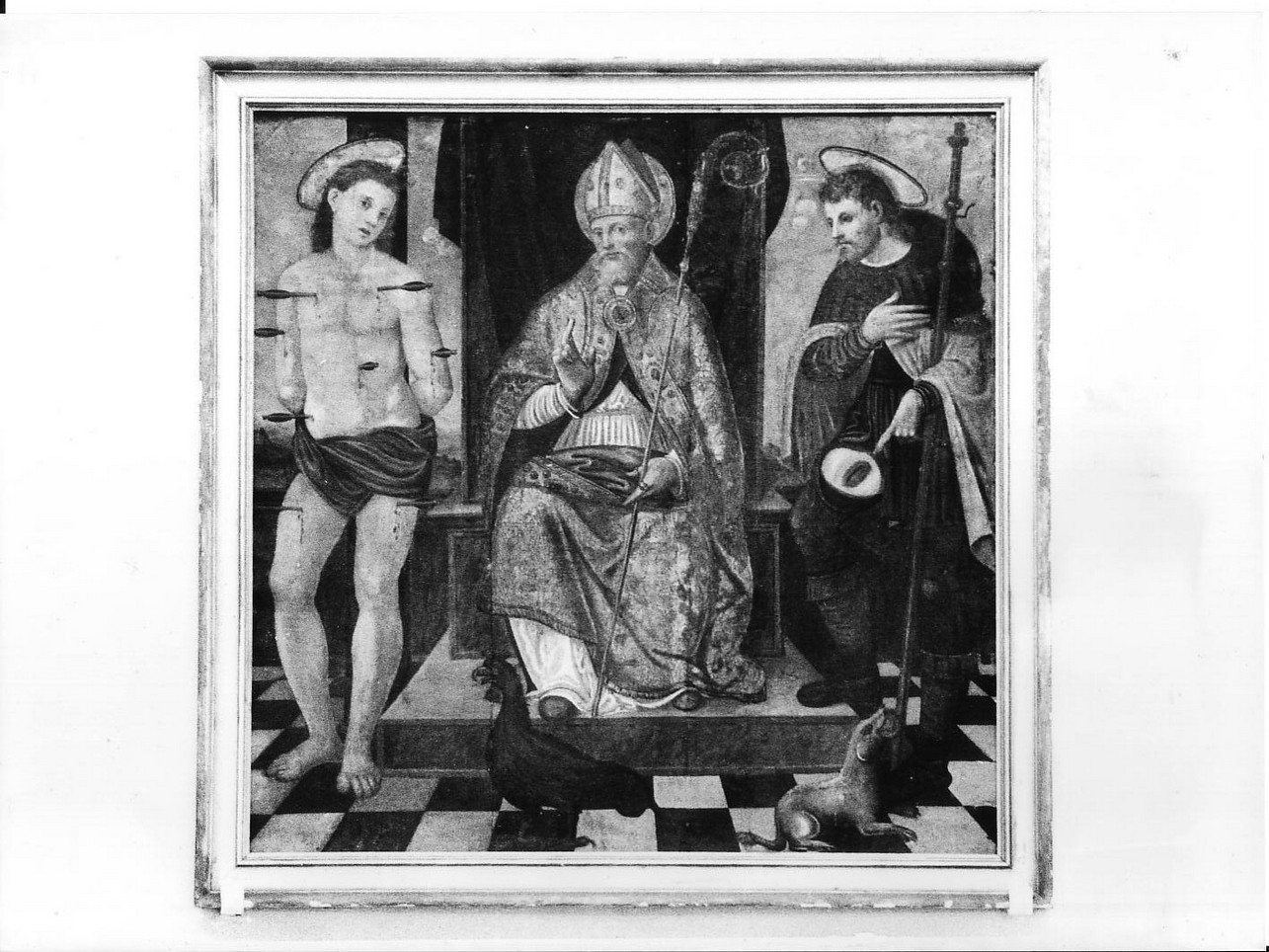 San Sebastiano, San Siro e San Rocco (dipinto, opera isolata) di Fasolo Lorenzo detto Lorenzo da Pavia (sec. XVI)