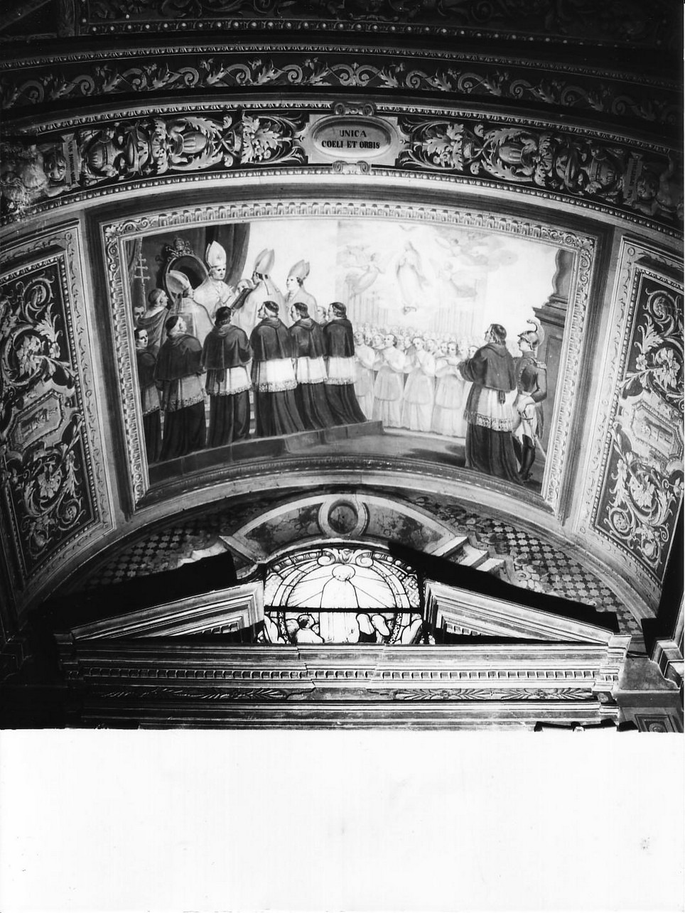 papa Pio IX proclama il dogma dell'Immacolata Concezione (dipinto, complesso decorativo) di Ivaldi Tommaso (seconda metà sec. XIX)