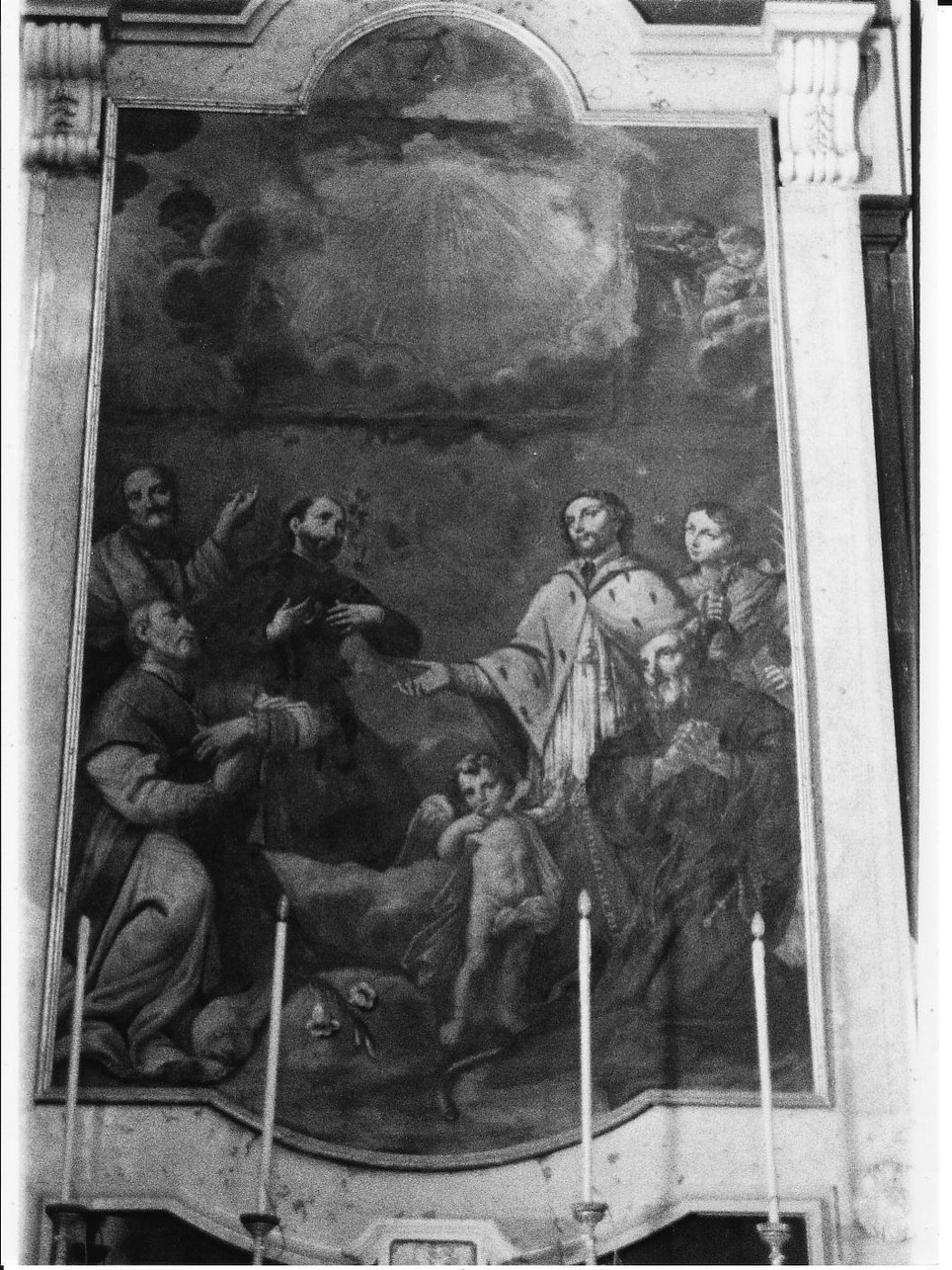 Estasi di San Filippo Neri, San Gaestano da Thiene, Sant'Antonio Maria Zaccaria e l'Apostolo Barnaba (pala d'altare, opera isolata) - ambito ligure (prima metà sec. XVIII)