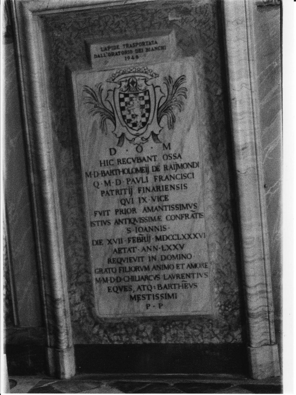 stemma (lapide tombale, opera isolata) - bottega ligure (sec. XVIII)