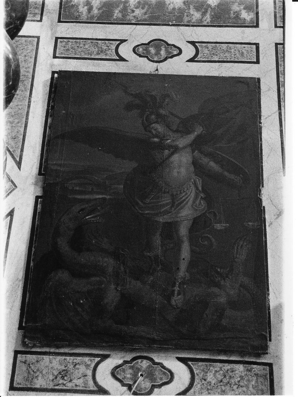 San Michele Arcangelo combatte il drago (dipinto, opera isolata) - ambito bolognese (sec. XVII)