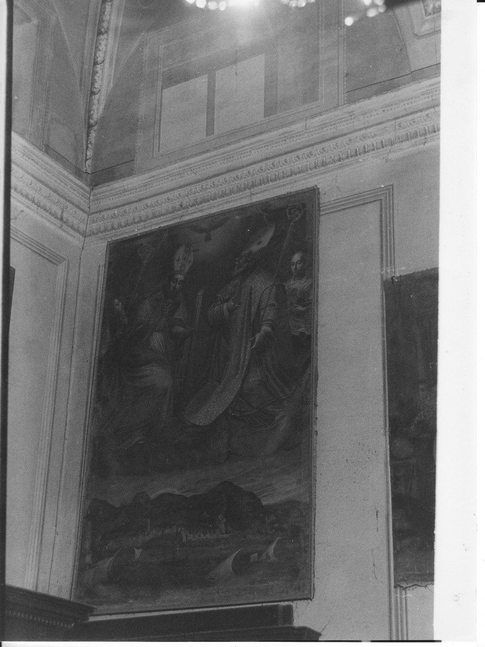 Sant'Ermete e San Nicolò e veduta di città (dipinto, opera isolata) - ambito savonese (seconda metà sec. XVII)