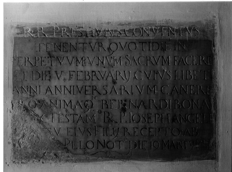 lapide, opera isolata - PRODUZIONE LIGURE (ultimo quarto sec. XVII)