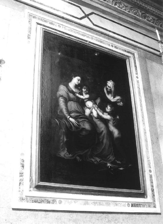 Madonna con Bambino e San Giovannino (dipinto, opera isolata) di Piola Domenico (sec. XVII)