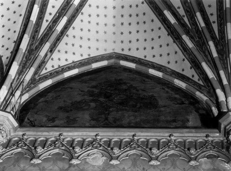 cartiglio con iscrizione (dipinto, serie) di De Lorenzi Achille (fine/inizio secc. XIX/ XX)